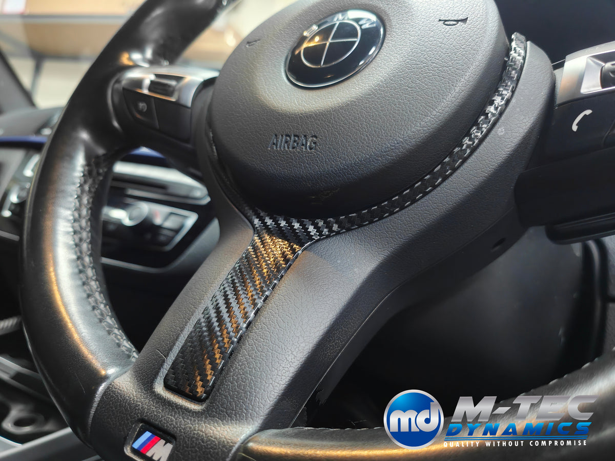 WRAPPING SERVICE - BMW F20 F21 F22 F23 LCI-2 CUSTOM INTERIOR TRIM SET - TEXTURED CARBON / BLUE ACCENT