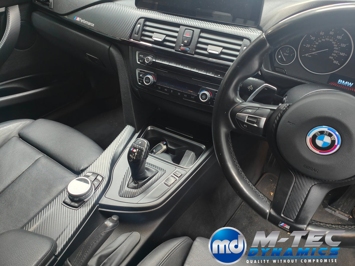 WRAPPING SERVICE - BMW F3X INTERIOR TRIM SET - 3D CARBON / GLOSS BLACK ACCENT (F30 F31 F32 F33 F36)