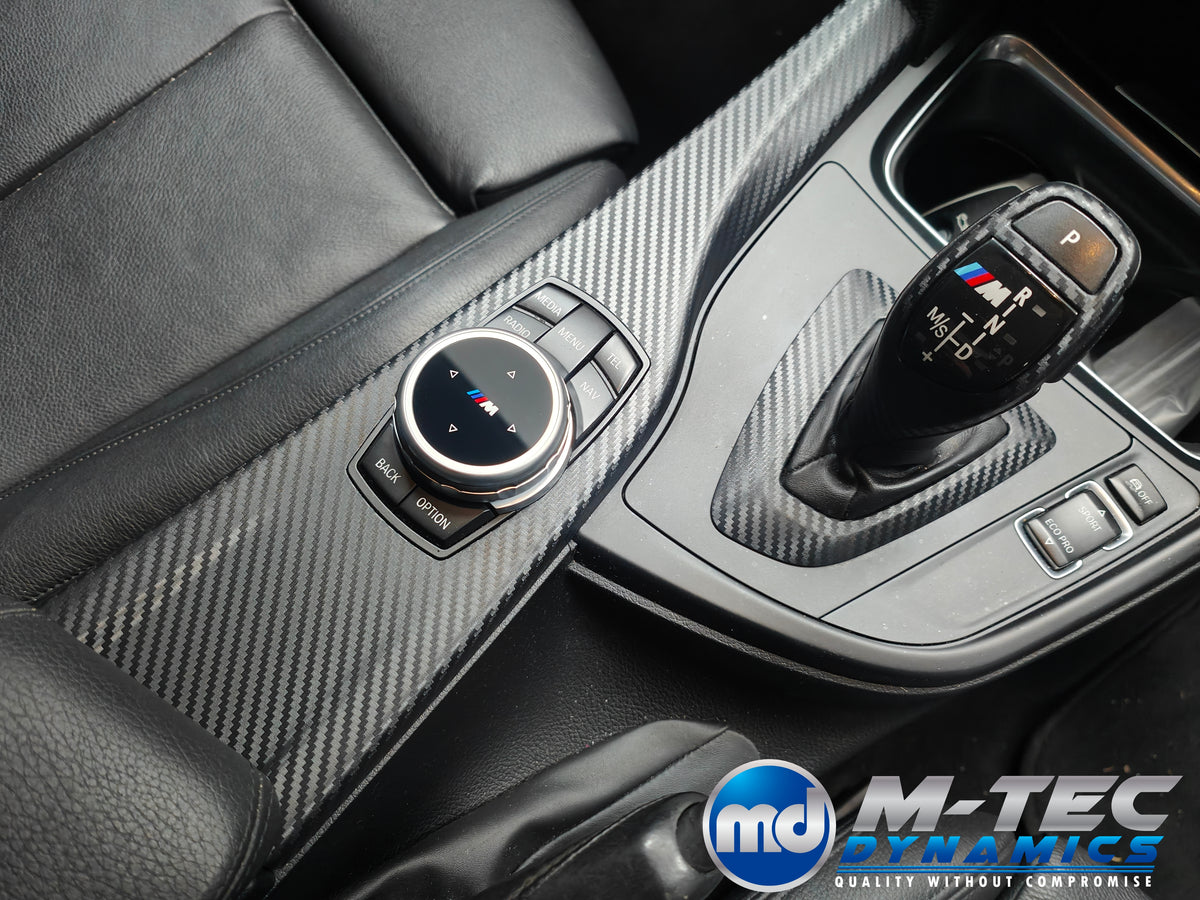 WRAPPING SERVICE - BMW F3X INTERIOR TRIM SET - 3D CARBON / GLOSS BLACK ACCENT (F30 F31 F32 F33 F36)