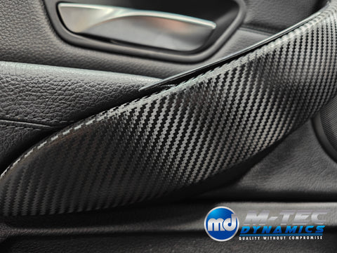 WRAPPING SERVICE - BMW F3X INTERIOR TRIM SET - DEEP TEXTURED GLOSSY CARBON / GLOSS BLACK ACCENT (MTD-TEX) - F30 F31 F32 F33 F36