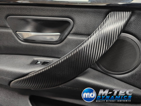 WRAPPING SERVICE - BMW F3X INTERIOR TRIM SET - DEEP TEXTURED GLOSSY CARBON / GLOSS BLACK ACCENT (MTD-TEX) - F30 F31 F32 F33 F36