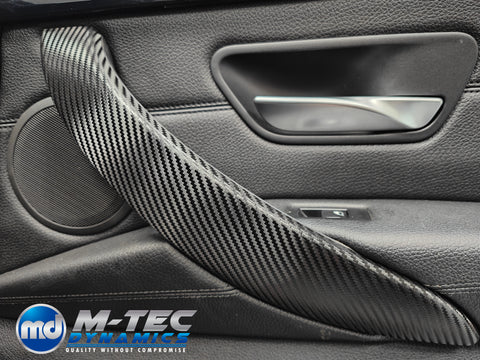 WRAPPING SERVICE - BMW F3X INTERIOR TRIM SET - DEEP TEXTURED GLOSSY CARBON / GLOSS BLACK ACCENT (MTD-TEX) - F30 F31 F32 F33 F36