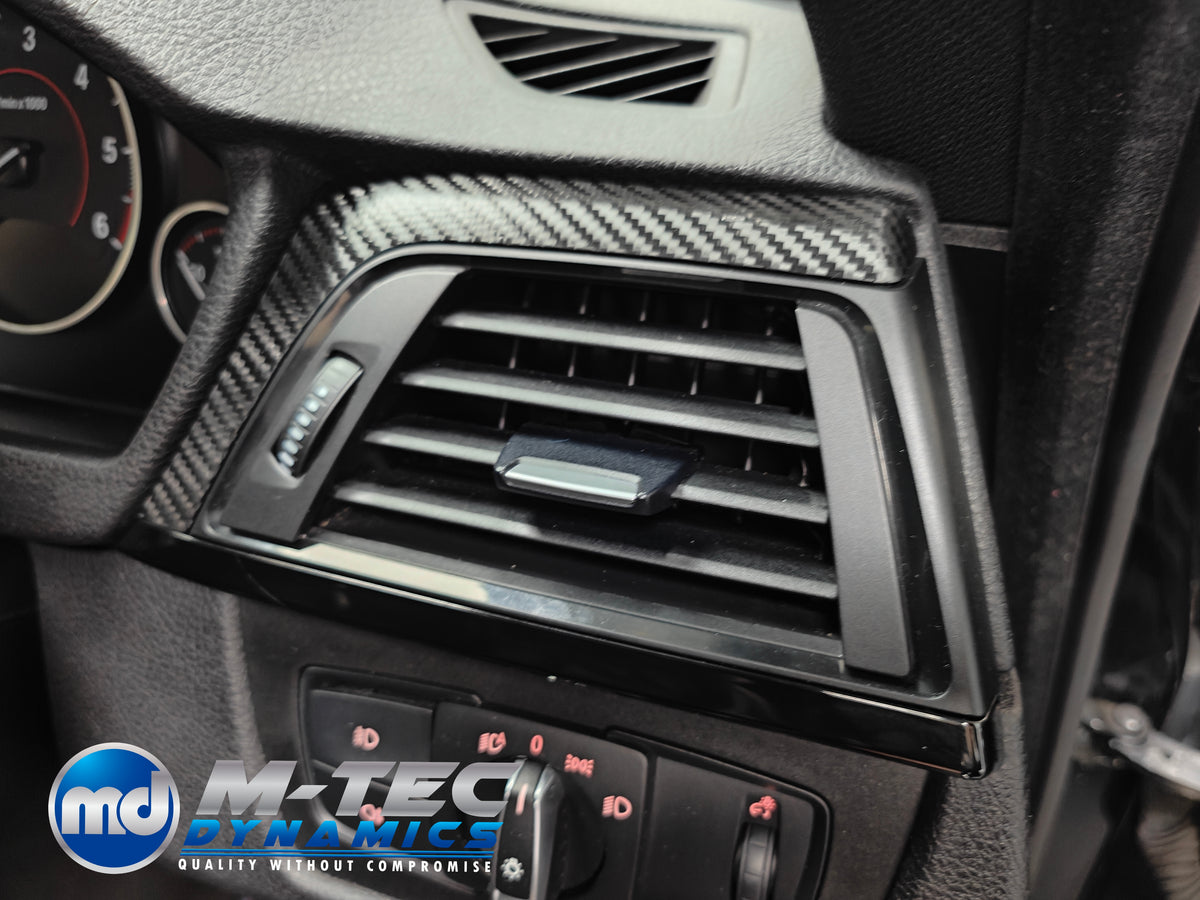WRAPPING SERVICE - BMW F3X INTERIOR TRIM SET - TEXTURED CARBON / GLOSS BLACK ACCENT - (F30 F31 F32 F33 F36)