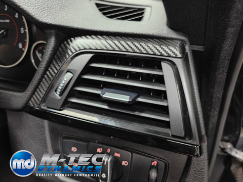 WRAPPING SERVICE - BMW F3X INTERIOR TRIM SET - DEEP TEXTURED GLOSSY CARBON / GLOSS BLACK ACCENT (MTD-TEX) - F30 F31 F32 F33 F36