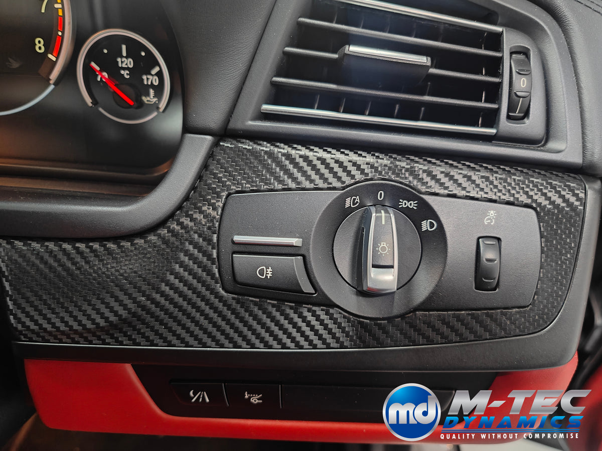 WRAPPING SERVICE - BMW F10 F11 M5 INTERIOR TRIM SET - TEXTURED GLOSSY BLACK CARBON / CUSTOM COLOUR ACCENT TRIM