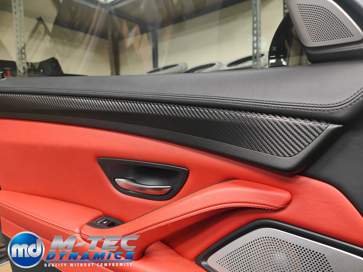 WRAPPING SERVICE - BMW F10 F11 M5 INTERIOR TRIM SET - TEXTURED GLOSSY BLACK CARBON / CUSTOM COLOUR ACCENT TRIM