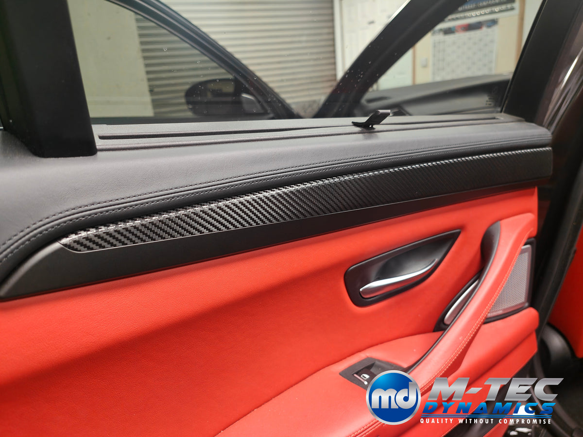 WRAPPING SERVICE - BMW F10 F11 M5 INTERIOR TRIM SET - TEXTURED GLOSSY BLACK CARBON / CUSTOM COLOUR ACCENT TRIM
