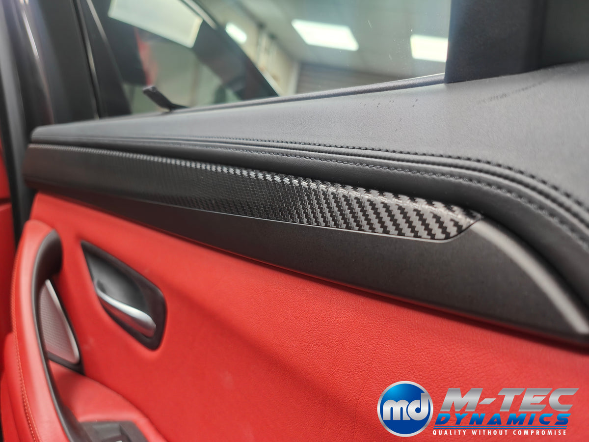 WRAPPING SERVICE - BMW F10 F11 M5 INTERIOR TRIM SET - TEXTURED GLOSSY BLACK CARBON / CUSTOM COLOUR ACCENT TRIM