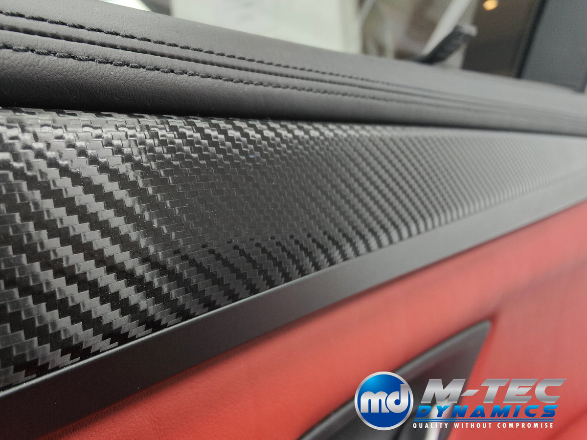 WRAPPING SERVICE - BMW F10 F11 M5 INTERIOR TRIM SET - TEXTURED GLOSSY BLACK CARBON / CUSTOM COLOUR ACCENT TRIM