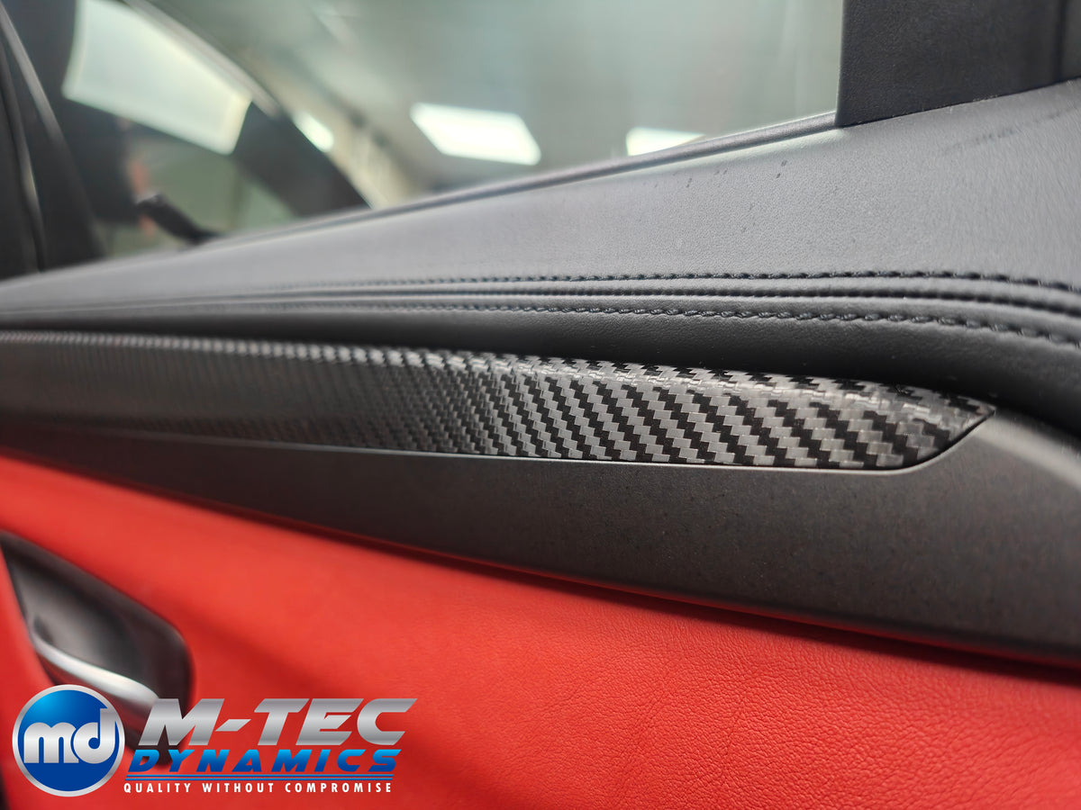 WRAPPING SERVICE - BMW F10 F11 M5 INTERIOR TRIM SET - TEXTURED GLOSSY BLACK CARBON / CUSTOM COLOUR ACCENT TRIM