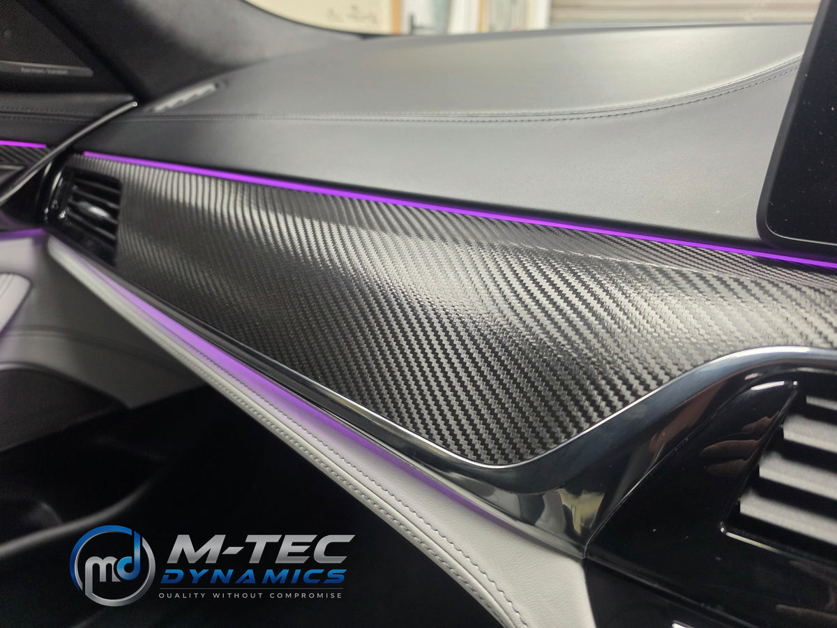 BMW F90 M5 INTERIOR TRIM SET WRAPPING SERVICE - TEXTURED BLACK CARBON