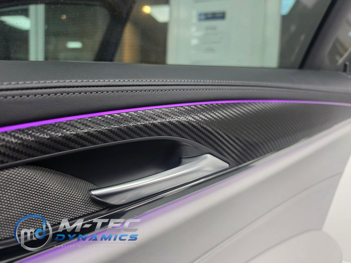 BMW F90 M5 INTERIOR TRIM SET WRAPPING SERVICE - TEXTURED BLACK CARBON