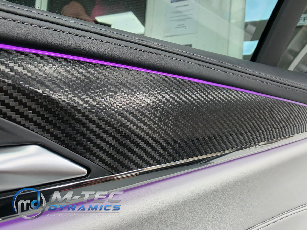 BMW F90 M5 INTERIOR TRIM SET WRAPPING SERVICE - TEXTURED BLACK CARBON