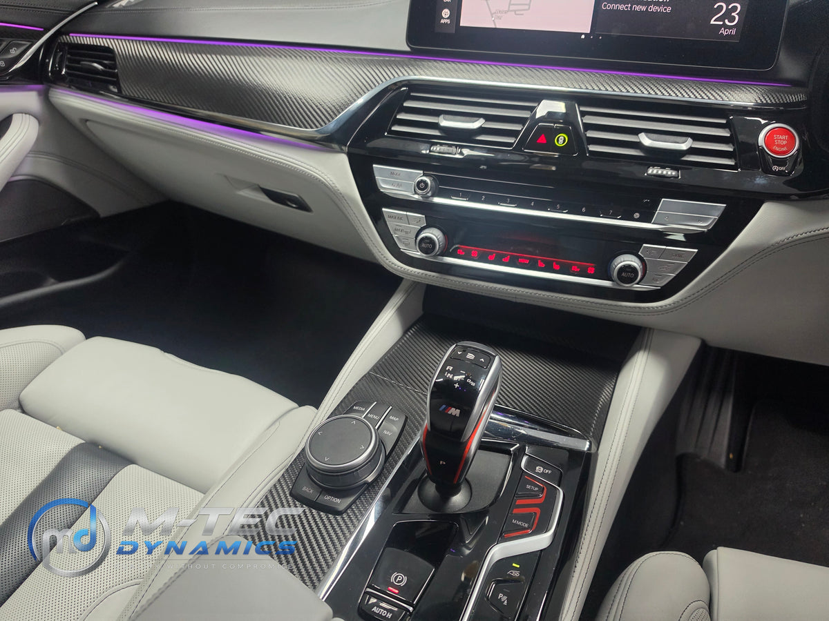 BMW F90 M5 INTERIOR TRIM SET WRAPPING SERVICE - TEXTURED BLACK CARBON