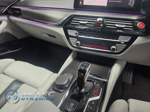 BMW F90 M5 INTERIOR TRIM SET WRAPPING SERVICE - TEXTURED BLACK CARBON