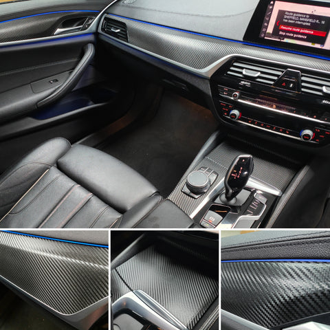 BMW G30 G31 INTERIOR TRIM SET WRAPPING SERVICE - TEXTURED BLACK CARBON