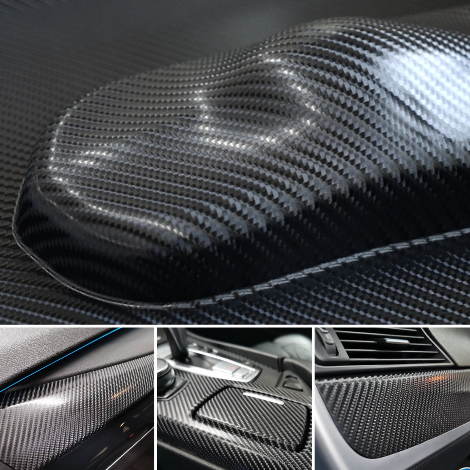 DIY BLACK 4D CARBON VINYL - FULL ROLL - 1.52mtr x 20mtr (Approx)