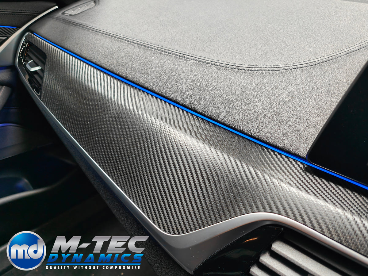 BMW G30 G31 INTERIOR TRIM SET WRAPPING SERVICE - TEXTURED BLACK CARBON