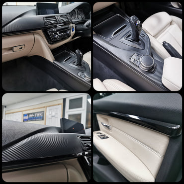 WRAPPING SERVICE - BMW F3X F8X CUSTOM INTERIOR TRIM SET & DOOR ACCENT COVERS - 3D CARBON