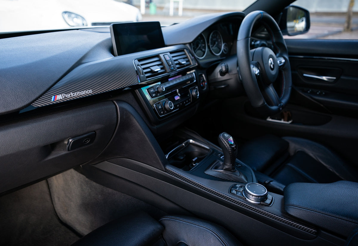 WRAPPING SERVICE - BMW F3X INTERIOR TRIM SET - TEXTURED CARBON / GLOSS BLACK ACCENT - (F30 F31 F32 F33 F36)