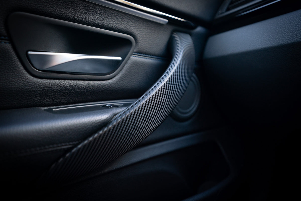 WRAPPING SERVICE - BMW F3X INTERIOR TRIM SET - TEXTURED CARBON / GLOSS BLACK ACCENT - (F30 F31 F32 F33 F36)