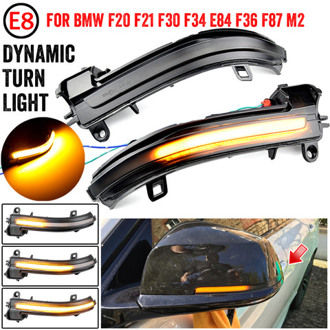 BMW DYNAMIC SEQUENTIAL LED MIRROR INDICATORS - WHITE LENS - 1/2/3/4 SERIES F2X F3X