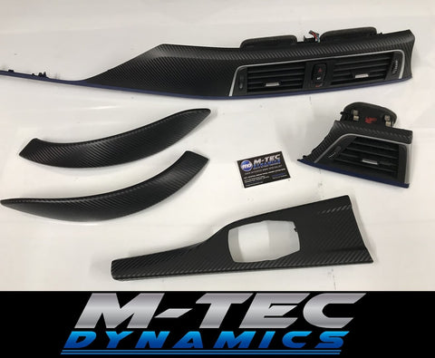 BMW F32 LCI F82 M4 LCI INTERIOR TRIM SET - 3D CARBON / BLUE ACCENT