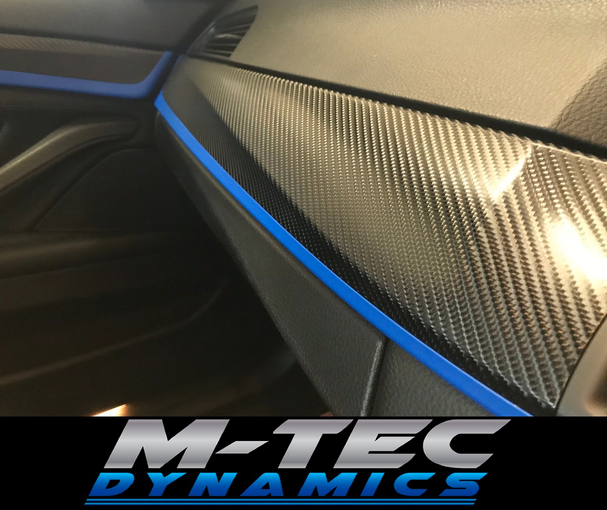 BMW F10 F11 M5 CUSTOM INTERIOR TRIM SET SERVICE - 4D CARBON / BLUE ACCENT