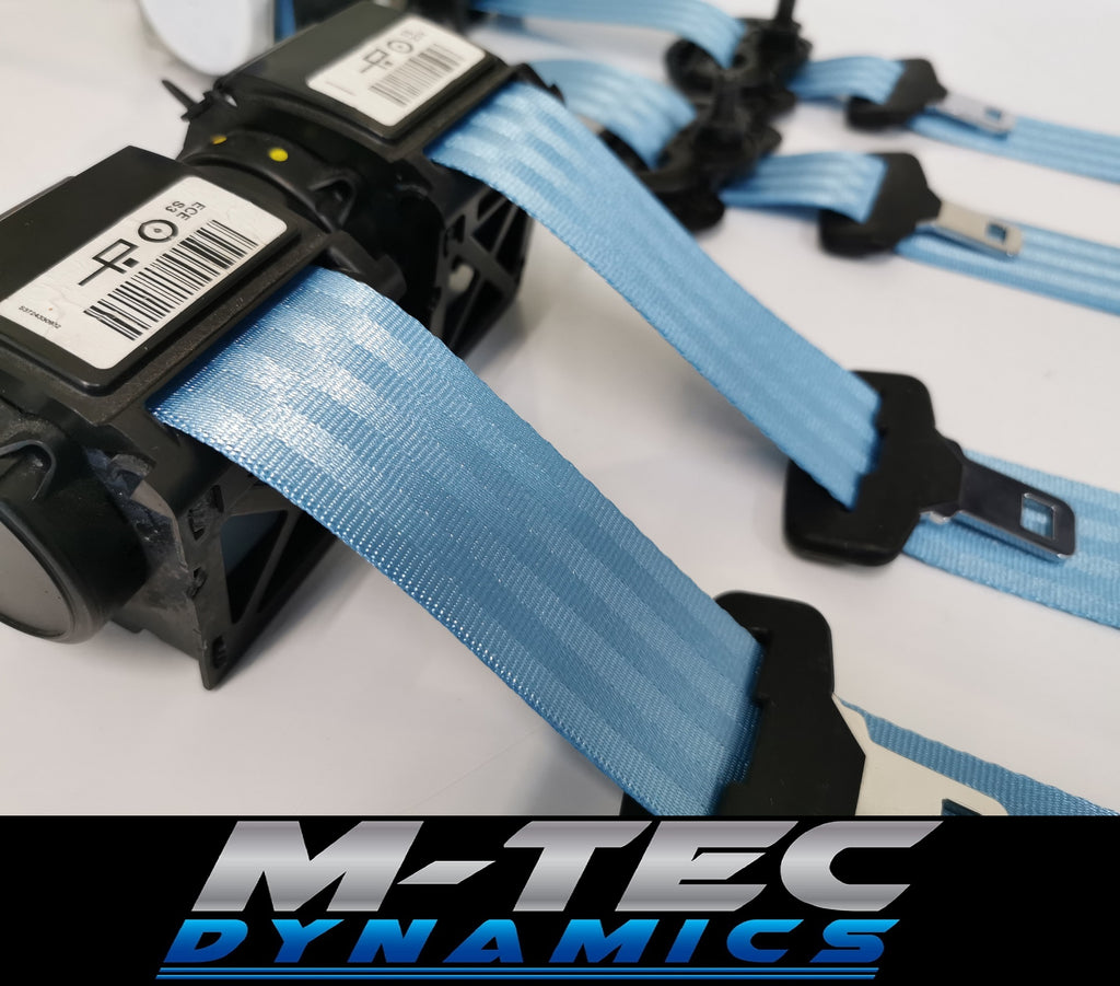 BMW E85 E86 Z4 LIGHT BLUE FRONT SEAT BELT SET