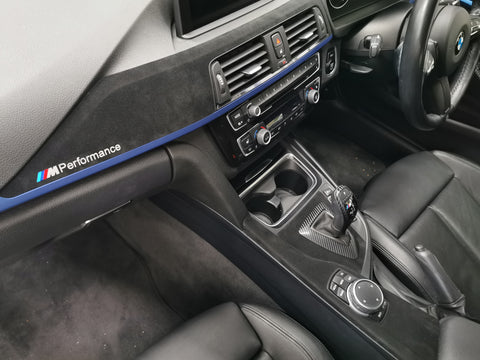 BMW F32 F82 M4 CUSTOM INTERIOR TRIM SET - 4D CARBON / ALCANTARA STYLE  / BLUE ACCENT