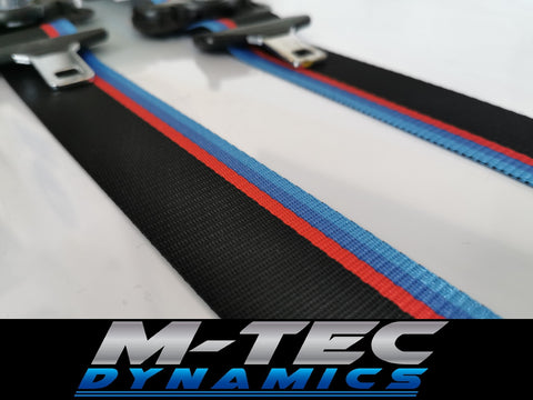 BMW E85 E86 Z4 CUSTOM WIDE STRIPE TRI-COLOUR FRONT SEAT BELT SET