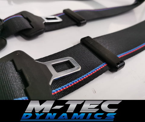 BMW E36 M3 CUSTOM M4 GTS COMPETITION STYLE TRI-COLOUR FRONT SEAT BELT SET
