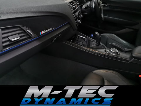 BMW F20 F21 F22 F23 CUSTOM INTERIOR TRIM SET - WRAPPING SERVICE - 4D CARBON / ALCANTARA / BLUE ACCENT