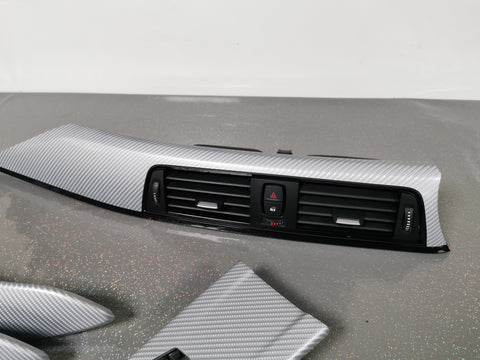 BMW F32 COUPE F82 M4 INTERIOR TRIM SET - 4D SILVER CARBON / BLACK ACCENT
