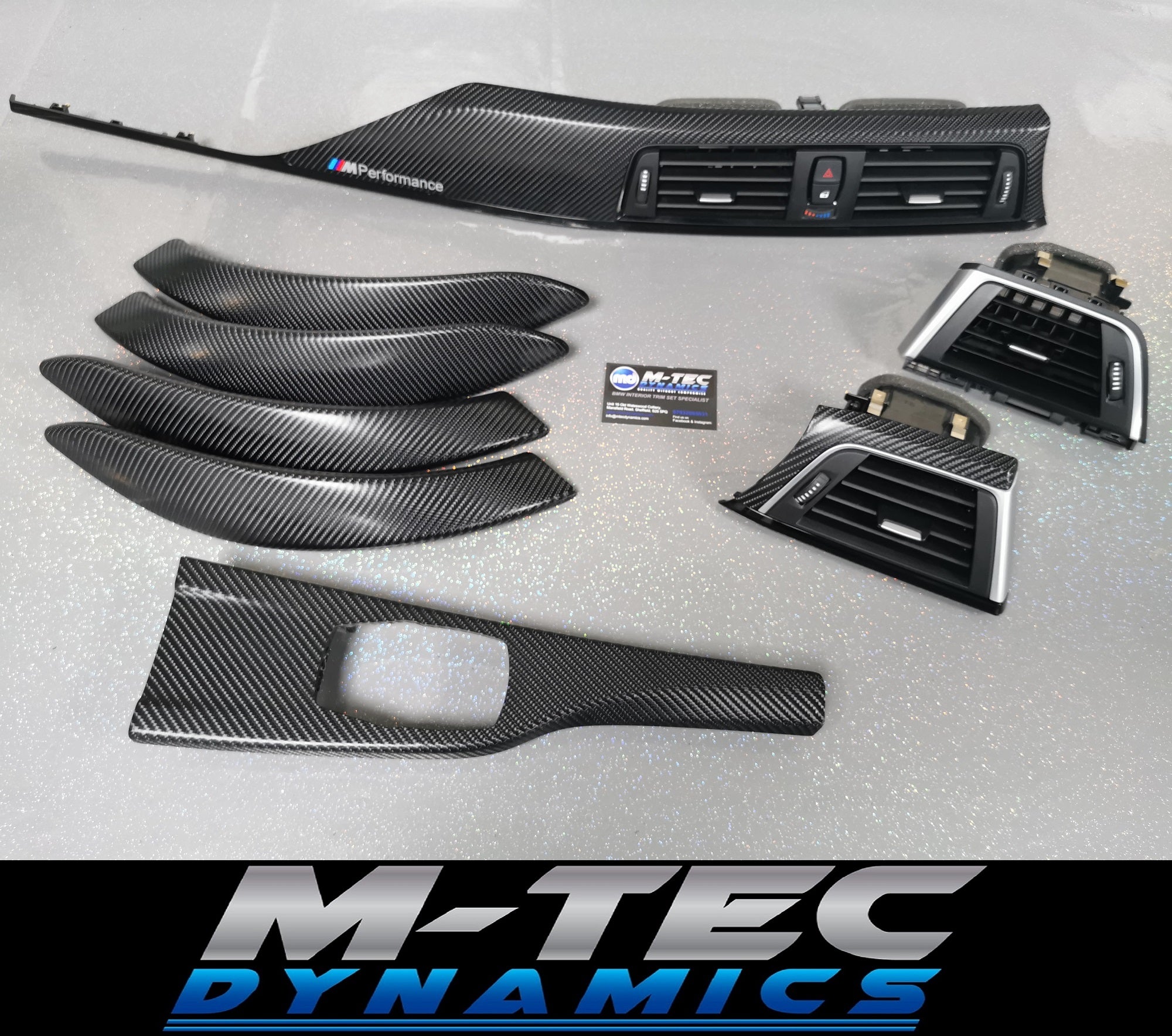 BMW F30 F31 F36 F80 M3 LCI INTERIOR TRIM SET - 4D CARBON / BLACK ACCENT