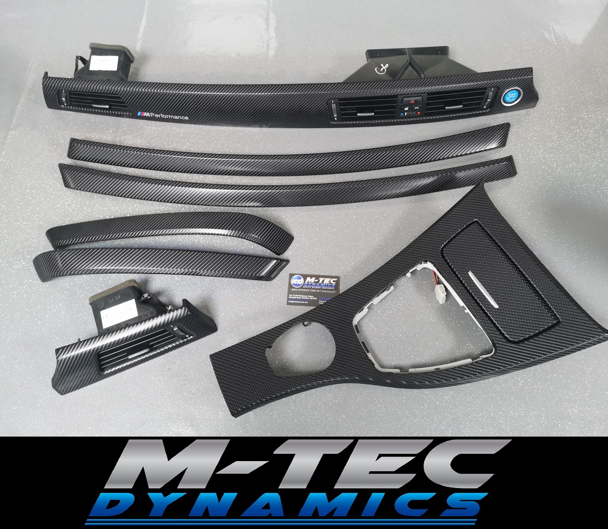 BMW E90 GLOSSY 4D BLACK CARBON  INTERIOR TRIM SET I-DRIVE CCC