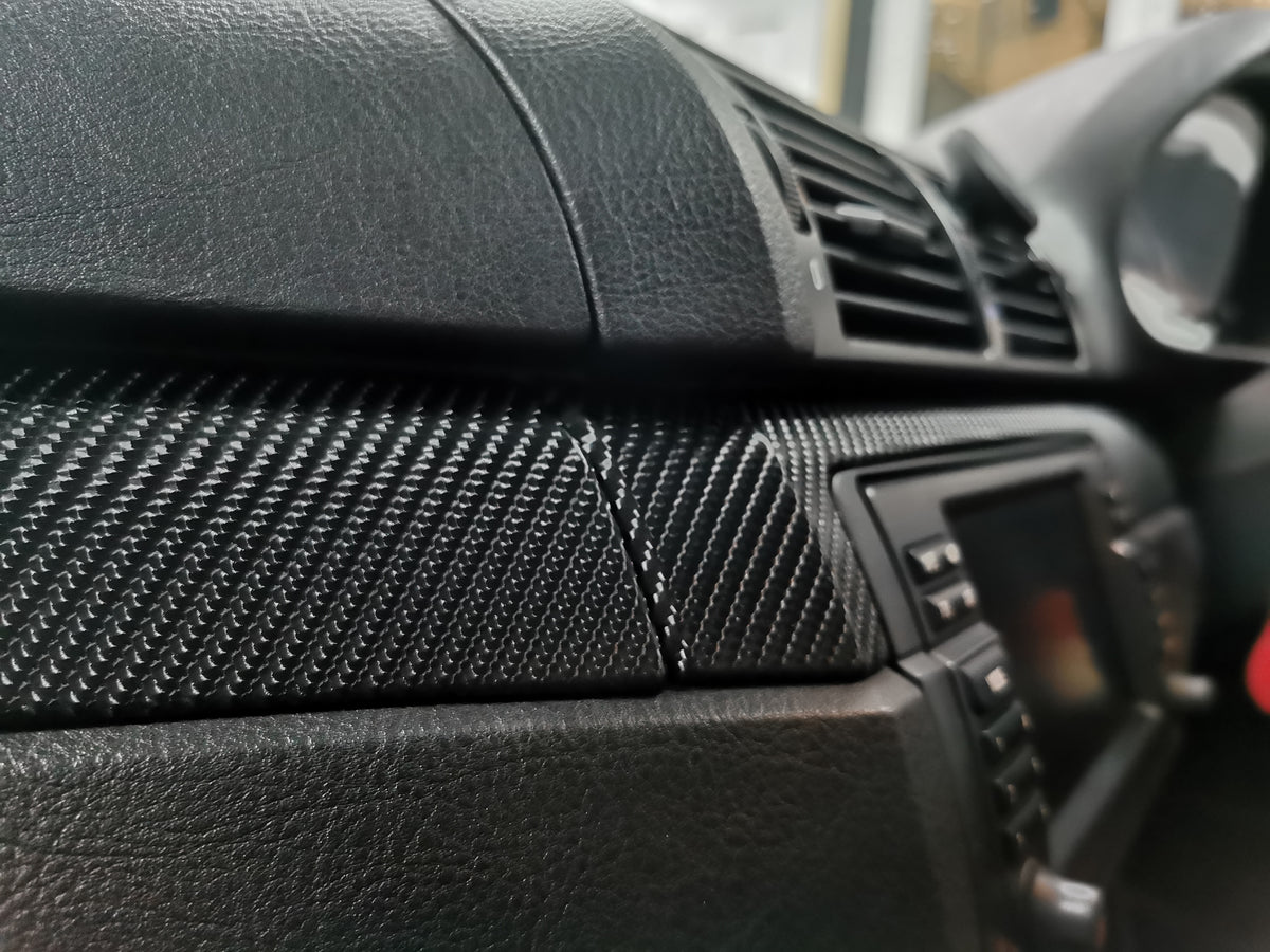 REMOVAL, WRAP & REFIT SERVICE - BMW E46 COUPE / CONVERTIBLE INTERIOR TRIM SET - BLACK 4D GLOSSY CARBON