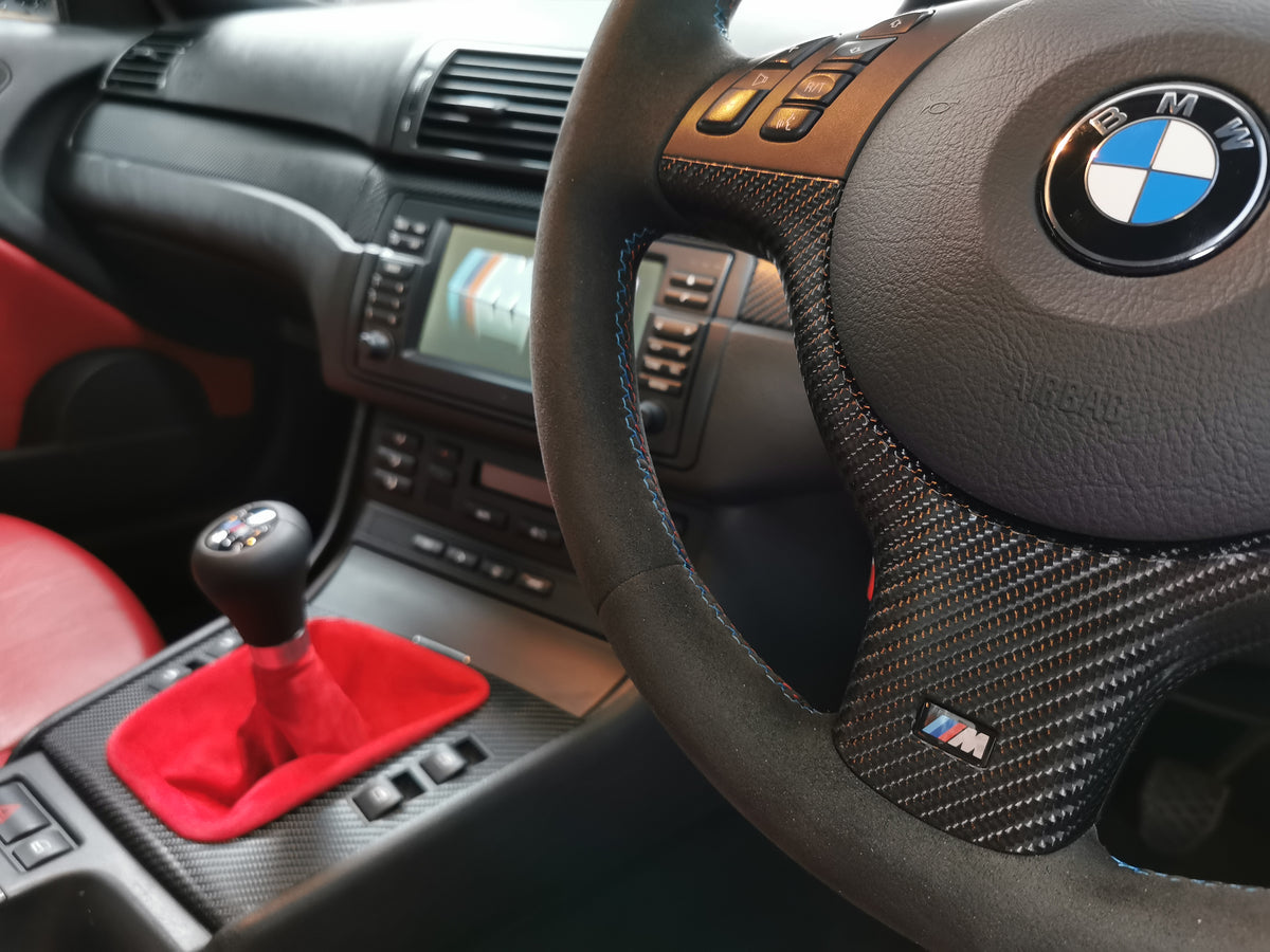 REMOVAL, WRAP & REFIT SERVICE - BMW E46 COUPE / CONVERTIBLE INTERIOR TRIM SET - BLACK 4D GLOSSY CARBON