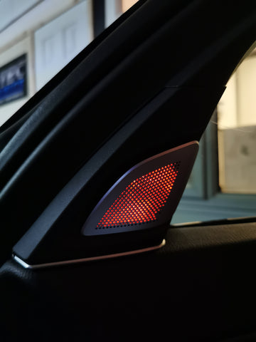 BMW 5-SERIES F10 B&O FRONT DOOR SPEAKER TWEETER COVERS - AMBER LIGHT