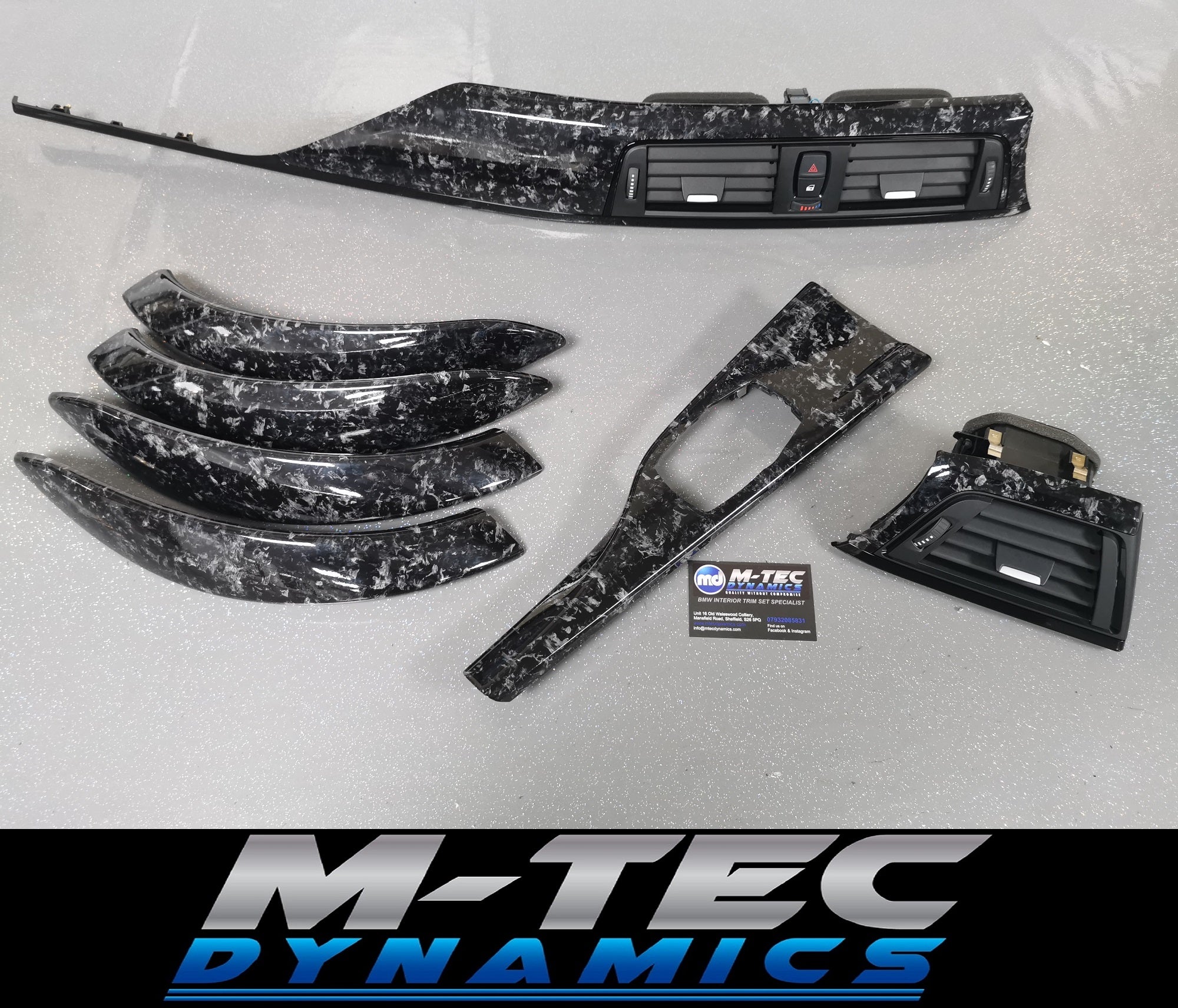 BMW F3X INTERIOR TRIM SET 3M FORGED CARBON / GLOSS BLACK ACCENT (CUSTOM) F30 F31 F32 F33 F36