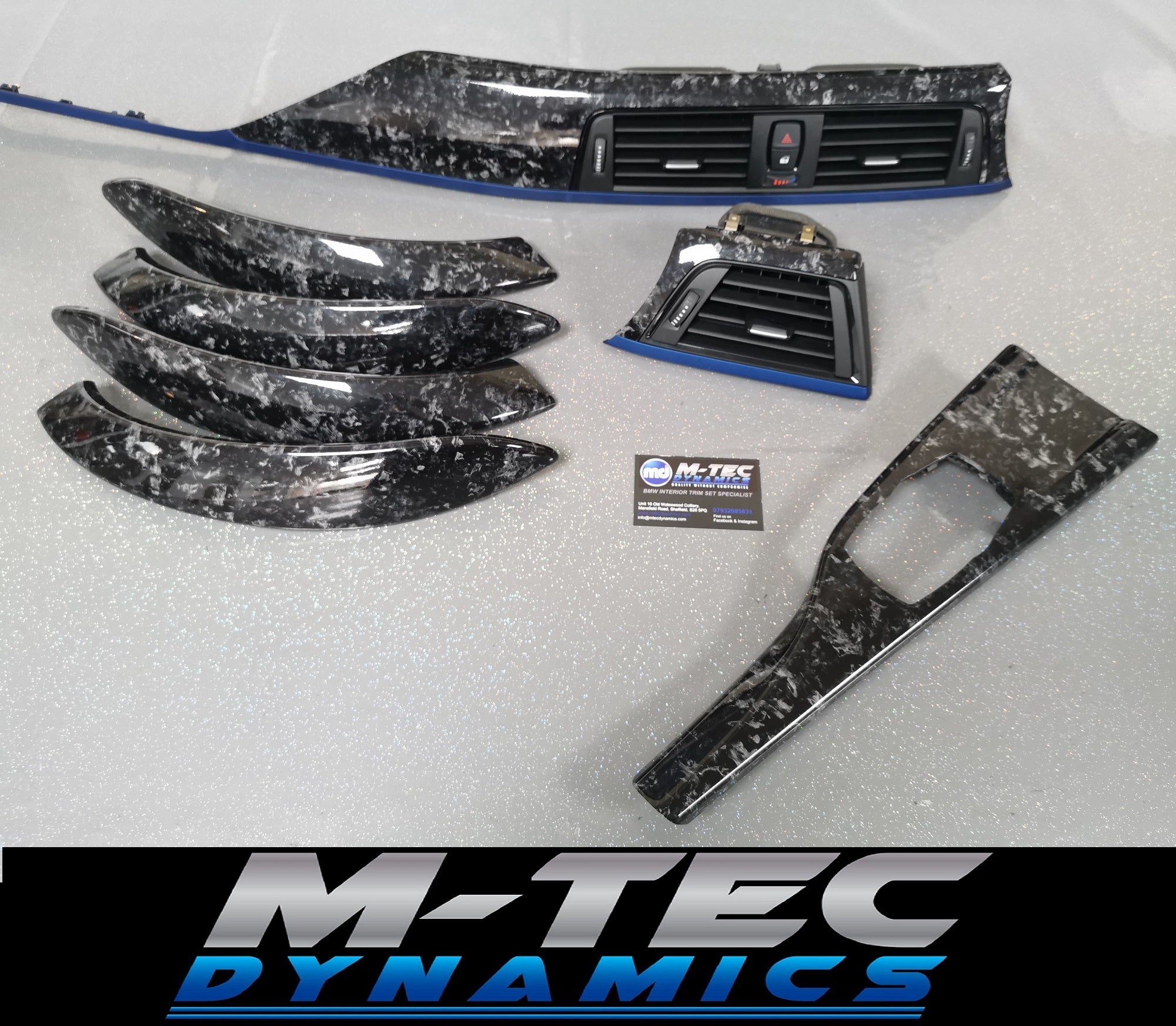 BMW F3X INTERIOR TRIM SET 3M FORGED CARBON / BLUE ACCENT (CUSTOM) F30 F31 F32 F33 F36