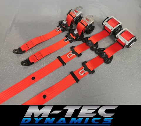 MINI COOPER S JCW R56 3DR CUSTOM RED FRONT & REAR SEAT BELT SET