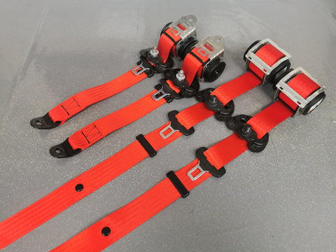 MINI COOPER S JCW R56 3DR CUSTOM RED FRONT & REAR SEAT BELT SET