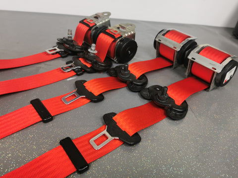 MINI COOPER S JCW R56 3DR CUSTOM RED FRONT & REAR SEAT BELT SET