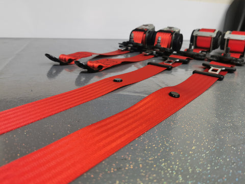 MINI COOPER S JCW R56 3DR CUSTOM RED FRONT & REAR SEAT BELT SET