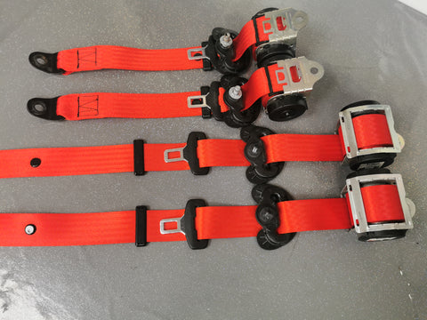 MINI COOPER S JCW R56 3DR CUSTOM RED FRONT & REAR SEAT BELT SET