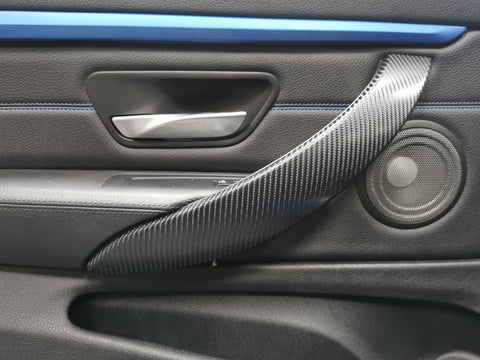 BMW F30 F31 F36 F80 M3 CUSTOM INTERIOR TRIM SET - 4D CARBON / ALCANTARA STYLE  / BLUE ACCENT