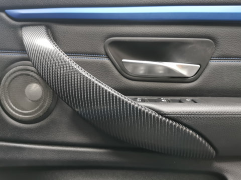 BMW F30 F31 F36 F80 M3 CUSTOM INTERIOR TRIM SET - 4D CARBON / ALCANTARA STYLE  / BLUE ACCENT