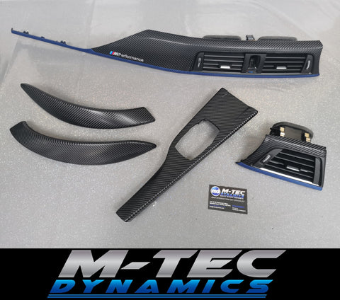 BMW F32 COUPE F82 M4 INTERIOR TRIM SET - 4D CARBON / BLUE ACCENT