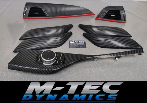 BMW F20 INTERIOR TRIM SET 4D CARBON / MATT RED ACCENT (CUSTOM)